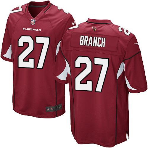 Men's Game Tyvon Branch Nike Jersey Red Home - #27 NFL Arizona Cardinals